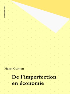cover image of De l'imperfection en économie